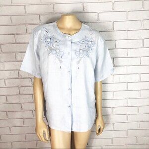 Buttercup Women’s Hand Embroidered Linen‎ Top - Size XL